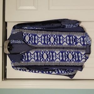Melissa Paige Blouse/Tunic size 1X, multi blue colors